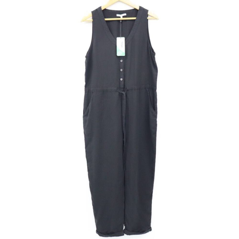 Love Tree Women's Black Tencel Sleeveless Jumpsuit Size L NWT NEW Tie Waist